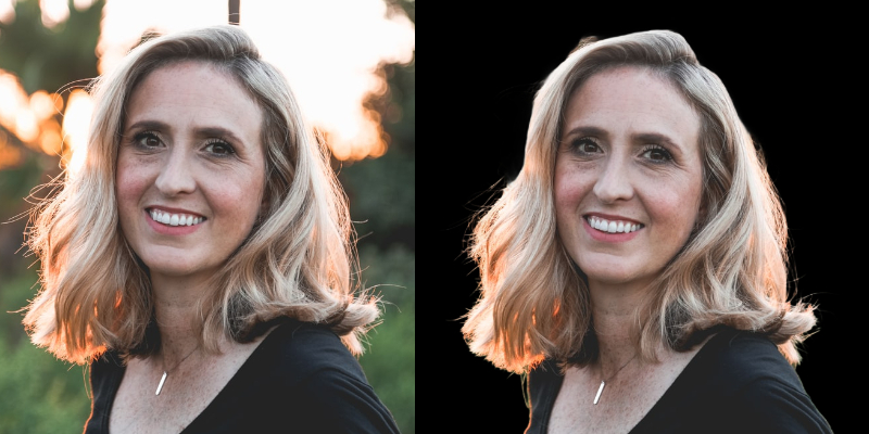 Before and after example of Pixegy AI background removal