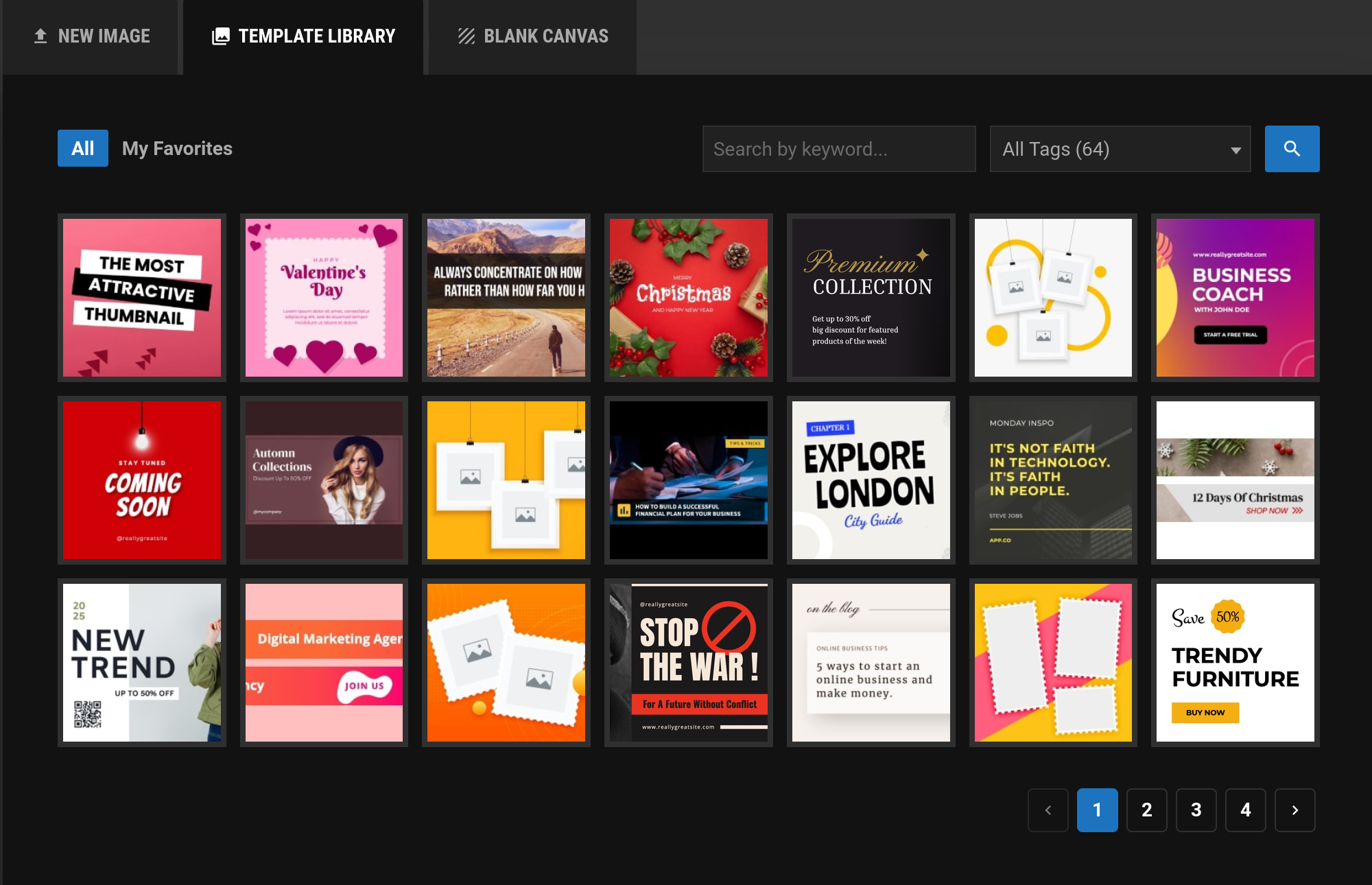 Pixegy template library with ready-to-edit graphic designs